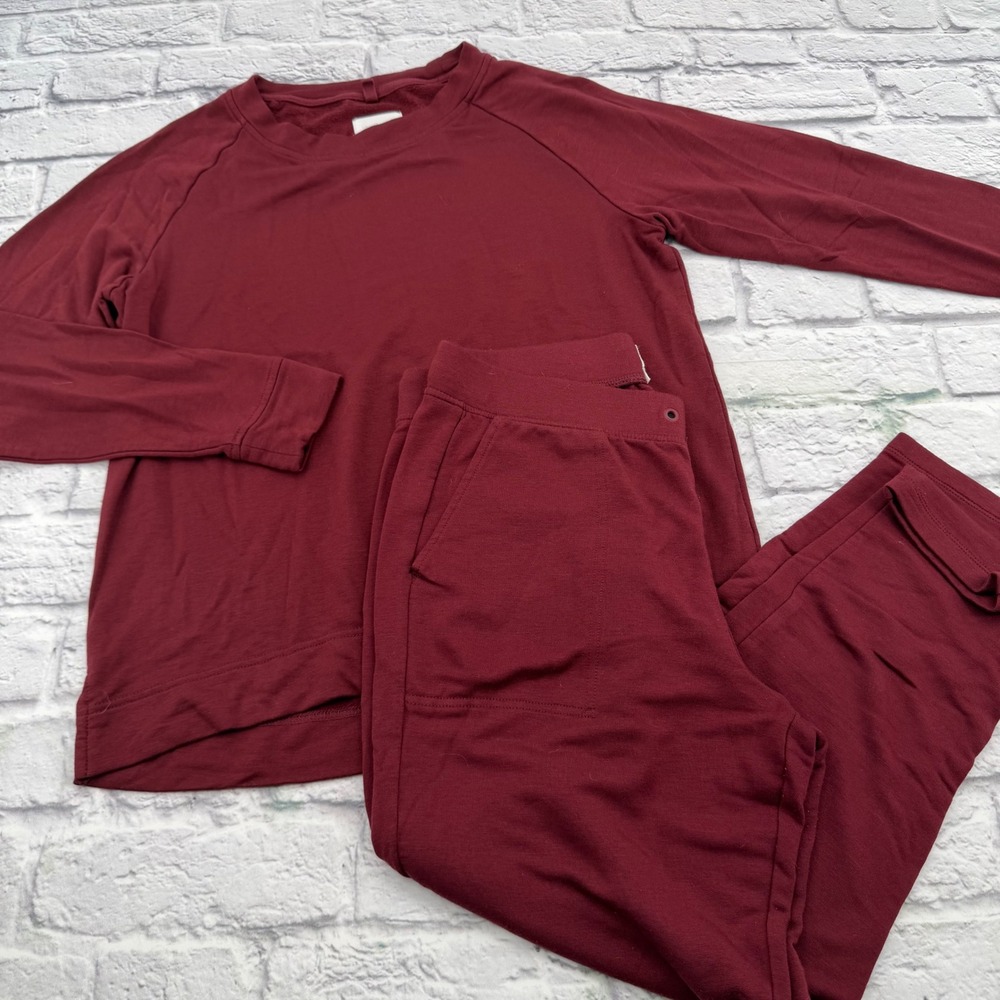 Lou & Grey Signature Soft Burgundy Pullover and Jogger Pants Set Womens Medium